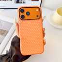 Magnetic Case for iPhone 17 Pro, Compatible with MagSafe, Aesthetic Polka Dot Cute Design for Women, Hybrid 2-Layer Hard Shell Phone Cover, Orange