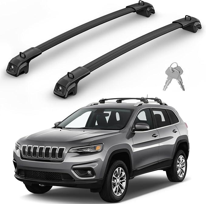 330Lbs Roof Rack Cross Bars Compatible with Jeep Cherokee 2014-2023, Heavy Duty Top-Mount Aluminum Roof Rails Crossbars Rooftop Luggage Racks Cargo Carrier