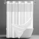 SORTTO No Hook Shower Curtain with Snap in Liner Set Waffle Shower Curtain for Bathroom Hotel Style Fabric Waterproof Inner Liner71" W x 77" H, White