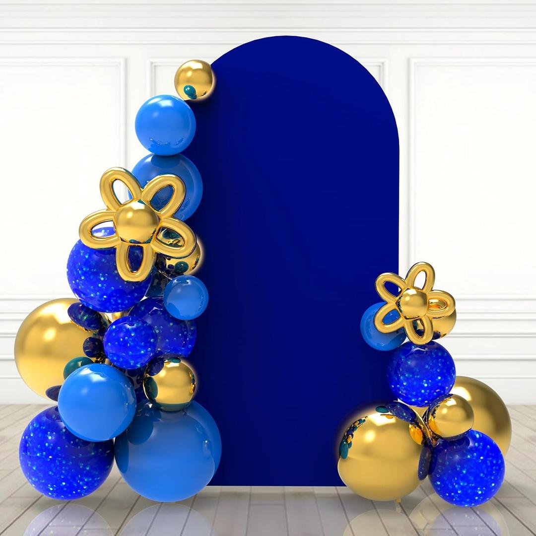 Babenest 5Ft Royal Blue Wedding Arch Cover, Spandex Fitted Arch Backdrop Cover for Photography, Round Top Chiara Stand Cover for Party Ceremony Birthday Baby Shower Anniversary Decoration