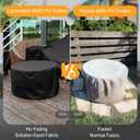NettyPro Fire Pit Cover Round Waterproof Outdoor Firepit Cover for Gas Propane Fire Pit Table, 44 x 20 inch, Black