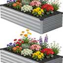 Zunatu 6x1.5x1 ft(2 Pack) Galvanized Raised Garden Bed,Outdoor Planter Box Metal Patio Kit Planting Bed for Vegetables Flowers and Succulents,Silver