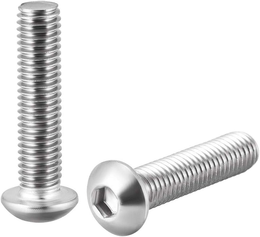 uxcell M8x35mm Machine Screws Hex Socket Round Head Screw 304 Stainless Steel Fasteners Bolts 10pcs