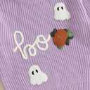 FOMOYUU Baby Girl Boy Knit Sweater Halloween Outfit Embroidery Warm Crewneck Long Sleeve Tops Fall Winter Clothes (2-3T, Purple)