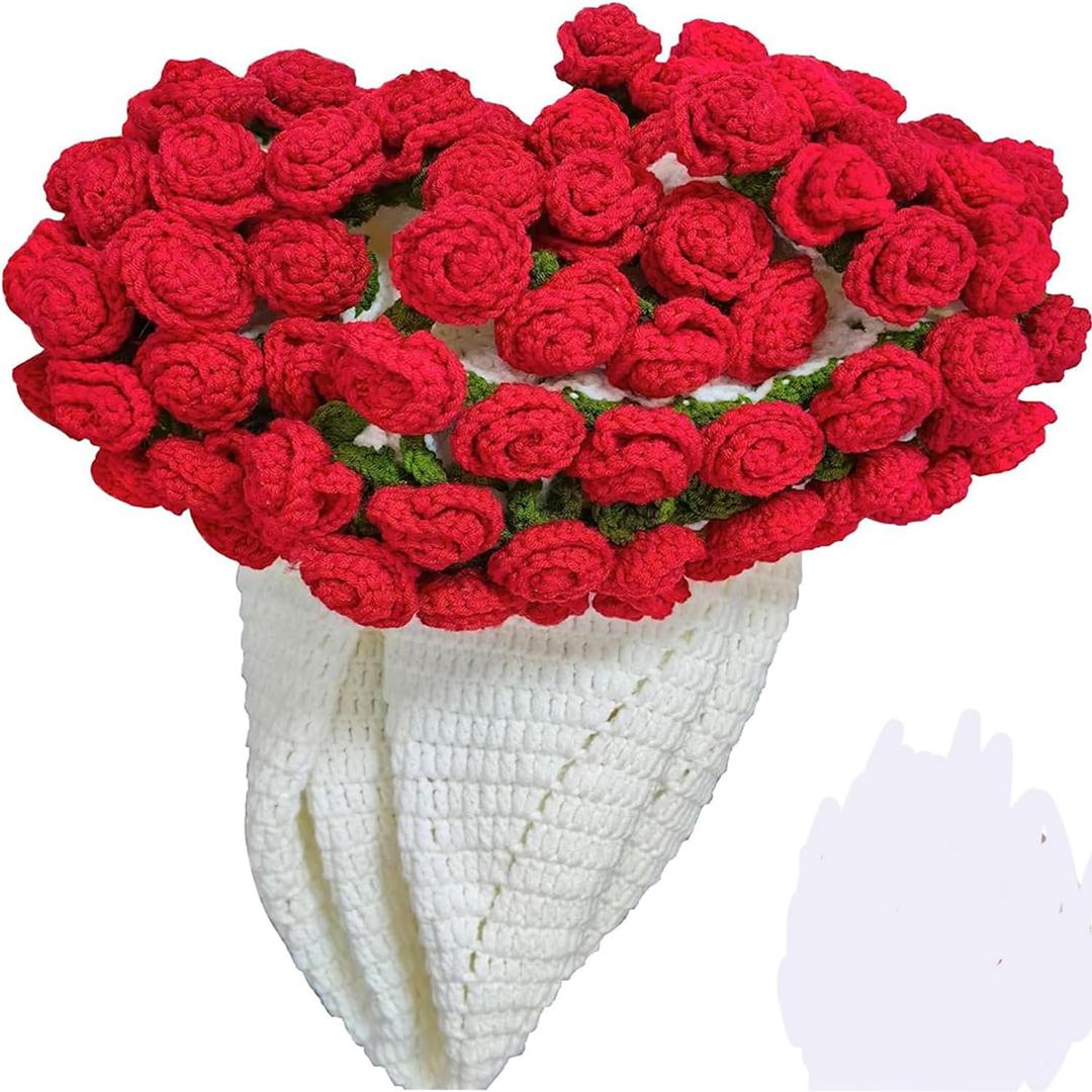 KYWYOYOU Flower Bouquet Blanket, Surprise Bouqet Blanket, Crochet Flowers Rose Bouquet Blankets Handmade for Mother's Day Birthday Home Decor.(43.3 inches)