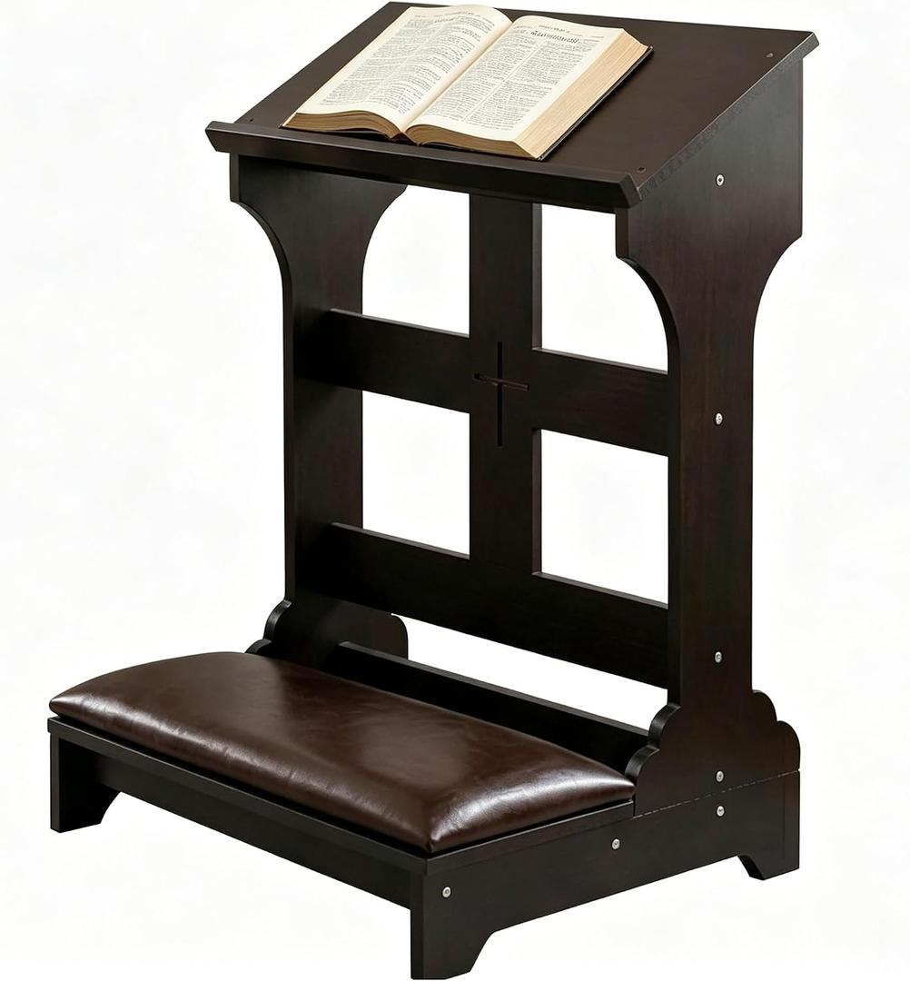 Prayer Kneeler Bench Wooden Prayer Bench for Kneeler Prayer Wooden Church Prayer Chair Prayer Bench Stool Padded Kneeler Prayer Table at Home with Cushion Pad