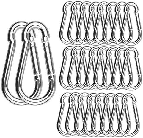 15 Pack 2 Inch Small Carabiner Clip Heavy Duty Spring Snap Hook M5 Stainless Steel Bulk Mini Locking Carabiner Clips for Key Hiking Camping Fishing Outdoor and Gym