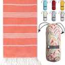 BAY LAUREL Turkish Beach Towel with Travel Bag 39 x 71 Quick Dry Sand Free Lightweight Large Oversized Towels Light