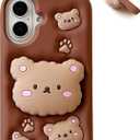 Kawaii 3D Cartoon Silicone Teddy Bear Phone Case with Stand and Grip for Samsung Galaxy S23 Ultra, Perfect for Kids, Girls, Boys, Teens, and Women