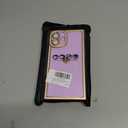For iPhone 16 Case Cute Love Heart Plating for Women, with Screen Protector, Glitter Sparkle Rhinestone Diamond Border Design Slim Rectangle Wireless Protection Case Cover, Purple