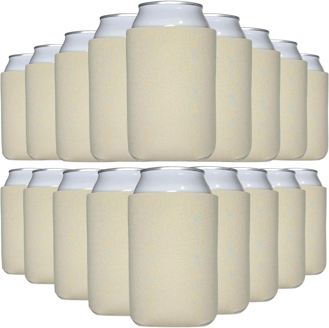 Blank Can Cooler Sleeves in Bulk, 12 oz, 50-Pack, Sandstone, Regular 12oz