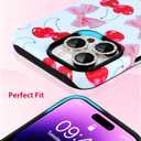 Case for iPhone 14 Pro Max Case,Cute Pink Ribbon Bow Cherry Pattern Phone Case with Shockproof Slim Soft TPU and Hard PC Protective Cover for Girls Women (Glossy)