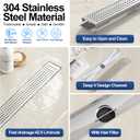 Neodrain 18" Linear Shower Drain, Brushed 304 SS Bathroom Linear Drain,cUPC