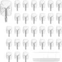 30 Small Hooks+40 Removable Strips, Clear Wire Utility Hooks with Adhesive Strips Damage-Free, No Tools Wall Hooks for Hanging Heavy Duty, Value Pack