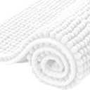 SUBRTEX Bathroom Rugs Chenille Bath Rug Soft Short Plush Bath Mat Soft Shower Mat Water Absorbent Shower Mat Quick Dry Machine Washable(White,16" x 24")