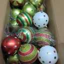 Wettarn 24 Pcs 4 Inch Large Christmas Ball Ornaments Red Green White Ball Ornaments Polka Dots Stripes Tree Decorations Shatterproof Peppermint Candy Cane Xmas Baubles for Tree Home Wreath Party Decor