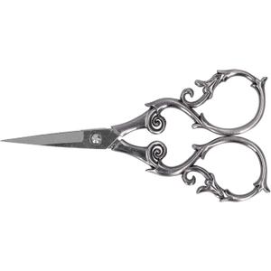 Retro Scissors, 4.3in Vintage Embroidery Scissors Stainless Steel Sharp Tip Sewing Shears for Embroidery Craft Needle Work Art Work Use (Gray Silver)