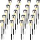 GIGALUMI Solar Pathway Lights, Stainless Steel IP44 Waterproof Auto On/Off Outdoor LED Solar Landscape Lights for Garden, Yard, Patio, Path and Walkway(20 Pack, Warm White)