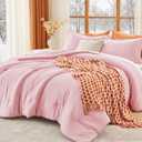 MUXHOMO Pink Queen Comforter Set, All Season Ultra Soft Down Alternative Bedding - 3 Piece Lightweight Bed Set Includes 1 Comforter (90"x90") and 2 Pillow Shams (20"x26"),02 - Pink, Queen(90"x 90")