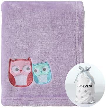 CREVENT Cozy Fluffy Warm Fleece Baby Nursery Blanket for Unisex Infant Toddler Crib Cot Stroller - 30''X40'' Lavender Owl
