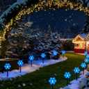 Christmas Snowflake Pathway Lights, 6 Pack Outside Walkway Markers Lights 7.5 Feet Christmas Outdoor Decorations Garden Stake Backyard Decor (Ice Blue)