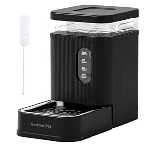 Garnder Pet Automatic Dog Water Dispenser Gravity Waterer with Stainless Steel Bowl Water Dispenser 6.5L Large Capacity Water Feeder for Dogs Cats Pets, BPA-Free Noise-Free (Black, 6.5L)