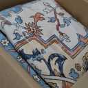 8x10 Area Rugs for Living Room, Machine Washable Non Slip Carpet, Large Vintage Floral Aesthetic Rug, Bedroom Decor, Nectar, Orange/Blue