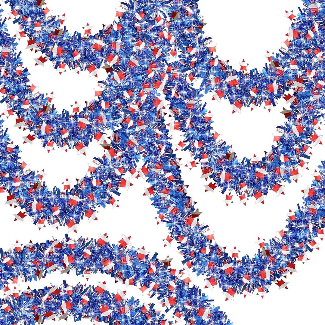 50FT Red White and Blue Garland,4th of July Patriotic Garland for Indoor Outdoor Party Celebration Holiday Independence Day Memorial Day 4th of July Red White and Blue Decorations