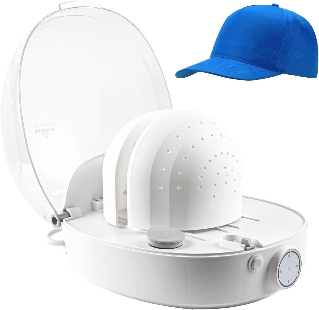 Hat Cleaner, Automatic Hat Steam Cleaner, Hat Shaper, All in One Hat Care Machine, Steam Cleaning & Ironing and Fast Drying for Baseball Caps, Bucket Hats, Felt Hats (Light White)