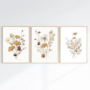 QBZWART Wildflower Canvas Wall Art, Watercolor Botanical Print, Floral Boho Decor, Minimalist Vintage Colorful Art Print for Living Room No Frame, 12x16inch