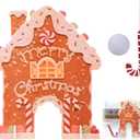 Gingerbread Golf Game Set, Christmas Wooden Mini Golf with Candy Cane Club & Balls, Christmas Indoor Family Game for All Age Groups, Funny Christmas Party Game Gift Idea for Home Holiday Gatherings