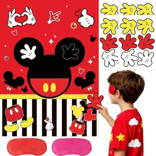 Cute red Mouse Birthday Party Decoration Game, pin The Palms on The Mouse with 24 Stickers, red Poster Party Favors,Kids Games,Party Games