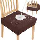 Smiry Waterproof Seat Covers for Dining Room Chairs Set of 4, Stretch Jacquard Removable Washable Chair Seat Slipcovers Protector, No Rear Covers, Light Chocolate