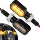 Benlari 2Pcs Motorcycle Mini Led Turn Signals with Running Lights, Front & Rear Turn Signal Brake Light 12V Fit for Harley Honda Suziki Yamaha Kawasaki (Smoke)
