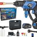 Ontel Turbo Jet HydroX5 Pro Portable Cordless Pressure Washer (21V 3000mAh Battery), 6-in-1 Nozzle, Dual Water Source, 16ft Detachable Hose