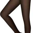 JOYNÉE Women Fleece Lined Tights, Warm Sheer Pantyhose Leggings Thick Translucent Thermal Stockings,Black,Size L-XL