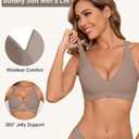Wireless Bras for Women Bralettes - Womens Seamless Low Cut Deep V Bra No Underwire Padded Tshirt Bras (S)