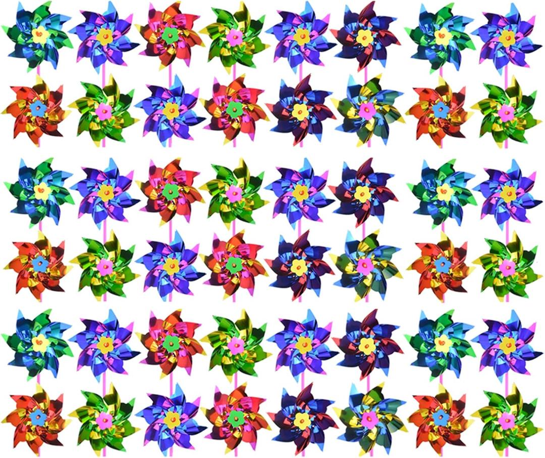 100pcs Plastic Rainbow Pinwheel,Windmill Party Pinwheels DIY Pinwheels Set for Toy Garden Lawn Party Decor (100)