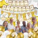 Golden Birthday Party Decorations,Party Banner,Hanging Swirl,Foil Backdrops,Balloons for Women,Men's 10th-50th Birthdays