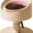MS!MAKE SURE Adjustable Raised Cat Bowls, Ceramic Elevated Cat Bowls, Pet Bowl with Anti - Slip Rubber Pad, Leak - Proof, Lead & Cadmium Free, Whisker - Friendly, for All Life Stages of Age Pink