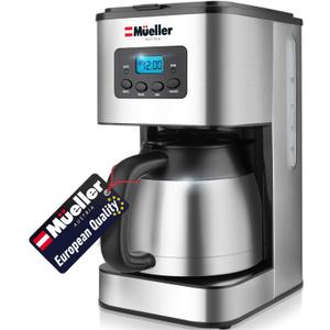 Mueller Ultra Brew Thermal Coffee Maker, 8 cup (34oz) Carafe, Keep Warm, Auto Shut-Off, LCD Display Coffee Machine, Programmable, Delay Brew Function, Stainless Steel