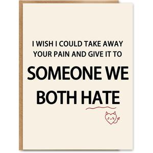 2 x Funny Encouragement Card, Get Well Soon Card, Cheer Up Card, Emotional Support Gift, Sarcastic Funny Gift for Women and Men, Blank Inside, with Kraft Envelope and Gold Seal Sticker