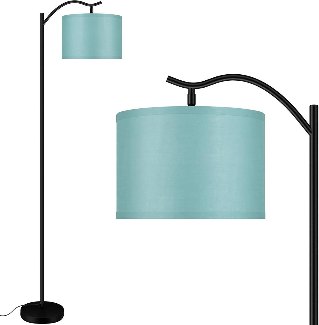 BoostArea Floor Lamp for Living Room,LED Arched Floor Lamp,Tall Modern Standing Lamp with Green Linen Shade,E26 Socket, Footswitch,Montage Mid Century Floor Lamp for Bedrooms,Office