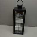 TRIROCKS Metal Candle Lantern Set of 3 - Assorted Sizes (9/15.5/19.5 Inch) - Tall Decorative Hanging Lanterns with Tempered Glass Panels Indoor & Outdoor Home Decor for Parties & Events - Black Finish