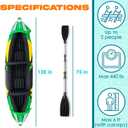 Inflatable Kayak 2 Person with Detachable Sun Canopy Heavy-Duty Tandem Kayak for Adults Reinforced Paddles, Waterproof Phone Bags, Adjustable Seats, Extra Seat for Dog or Child, Black, Short
