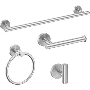 4PCS Brushed Nickel Bathroom Accessories Set, 18-Inch Towel Bar Set