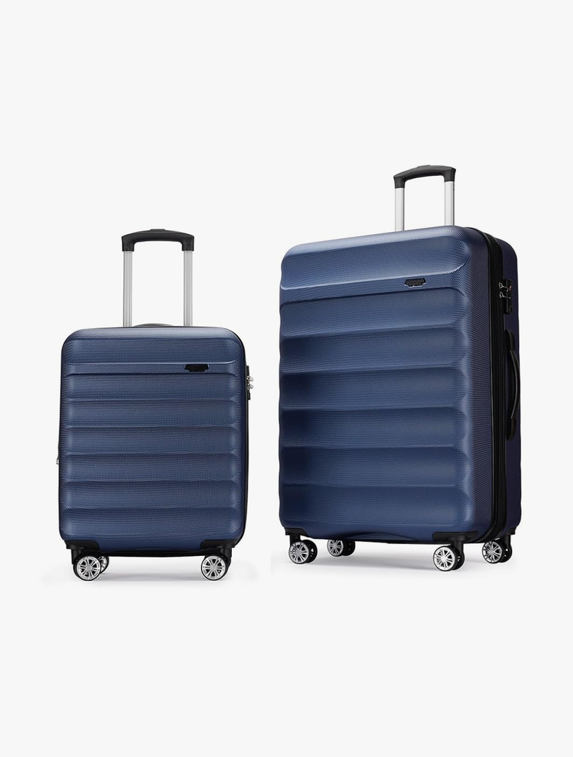 2pcs Anti-scratch ABS Hardside blue luggage Carry-On 20inch and 28inch Lightweight Spinner Suitcase