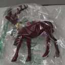  Reindeer Christmas Decorations, Flocking Christmas Reindeer Figurines with Red Buffalo Plaid Bow, Deer dcor Christmas Table Centerpieces Decorations (Marroon)