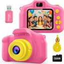 Kids Camera for Girls Age 3-10, Pink Kids Digital Camera with 1080P Video, 8MP Photo, 32GB Card, Lanyard, Toy Camera Birthday for Girls Boys Ages 3 4 5 6 7 8