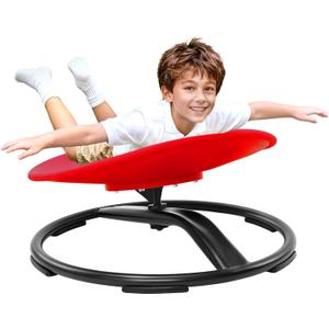 Zhenx Spinning Chair for Autistic Kids (Ages 3-18) - 220LBS Capacity Sensory Swivel Seat - Sensory Toy for Teens with ADHD/Autism - Sit and Spin Calming Gift to Improve Focus & Body Balance (Red), 21x19 Inch